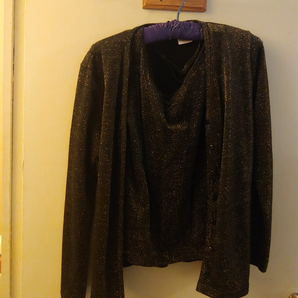 Black and Gold Shimmery Tank and Sweater